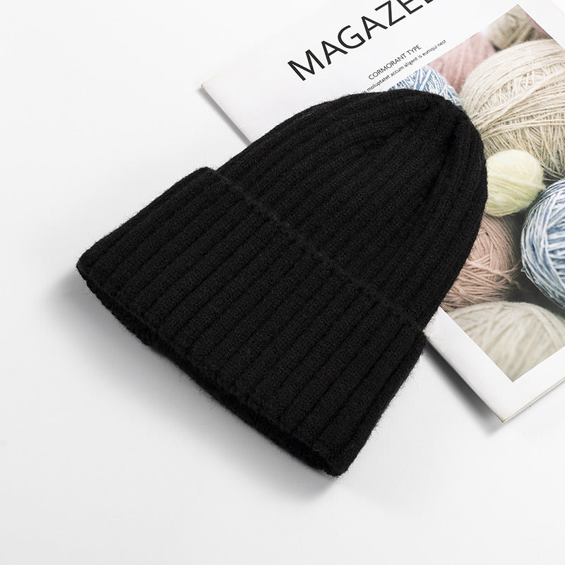 Autumn Winter Knitted Hat For Women'S Fashion Cotton Cashmere Warm Wool Hat Solid Color Ruffled Pullover Hat Doba